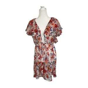 Vince Camuto sheer Floral Swim Cover-up Soft Blush Neutral Tone OneSize NWT
